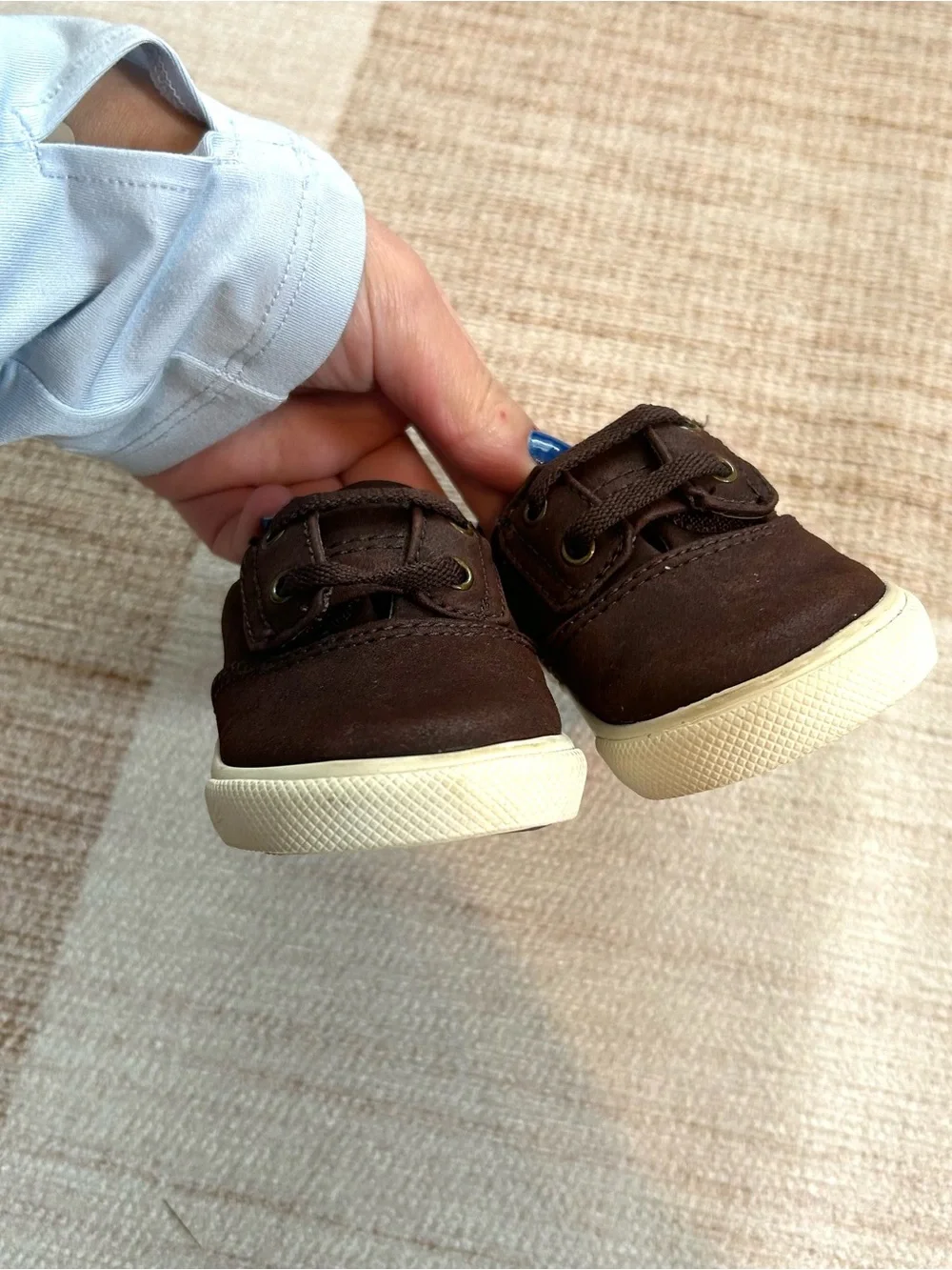 Sperry Striper II Crib Jr. Baby Kids Memory Foam Brown Shoes Sneakers